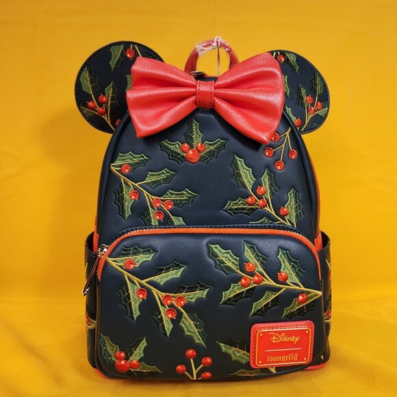 Loungefly Disney Minnie Mouse Holiday Holly Ears Bow Cosplay Mini Backpack NEW - Picture 11 of 11